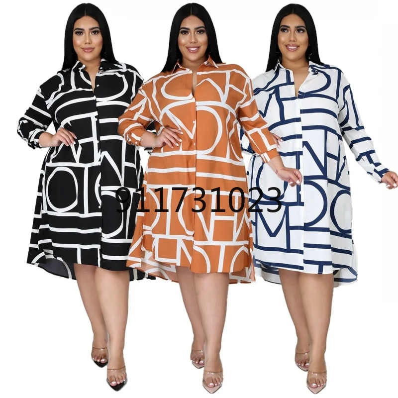 Платье-рубашка женское средней длины с принтом большие размеры | Тематическая