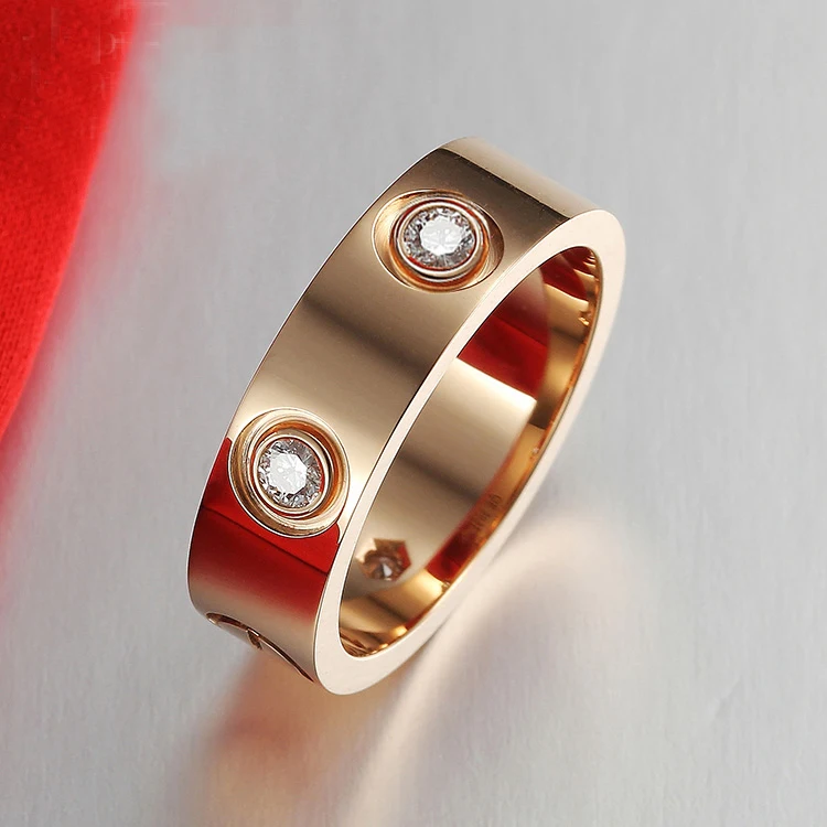 Кольцо с сердечками из нержавеющей стали цвета розового золота 3 и 5 мм для женщин