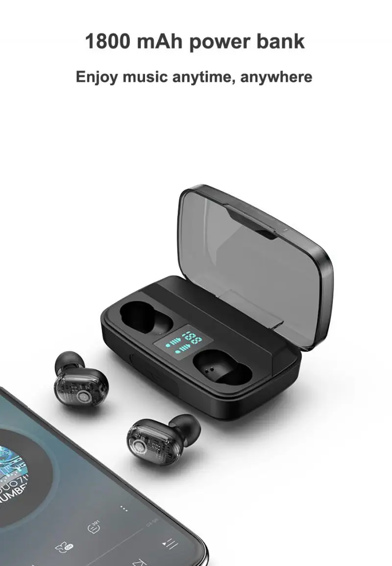 TWS Беспроводные Bluetooth 5 0 наушники-вкладыши наушники со светодиодным дисплеем