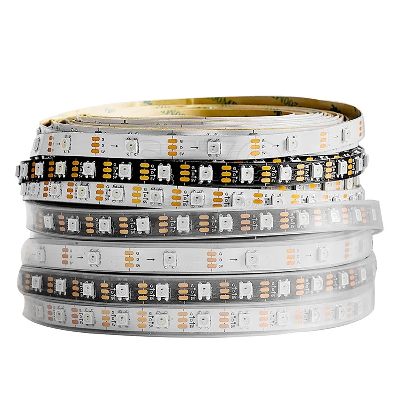 Светодиодная лента WS2812B WS2812 черная/белая водонепроницаемая 5 В пост. тока 1/2/3/4/5