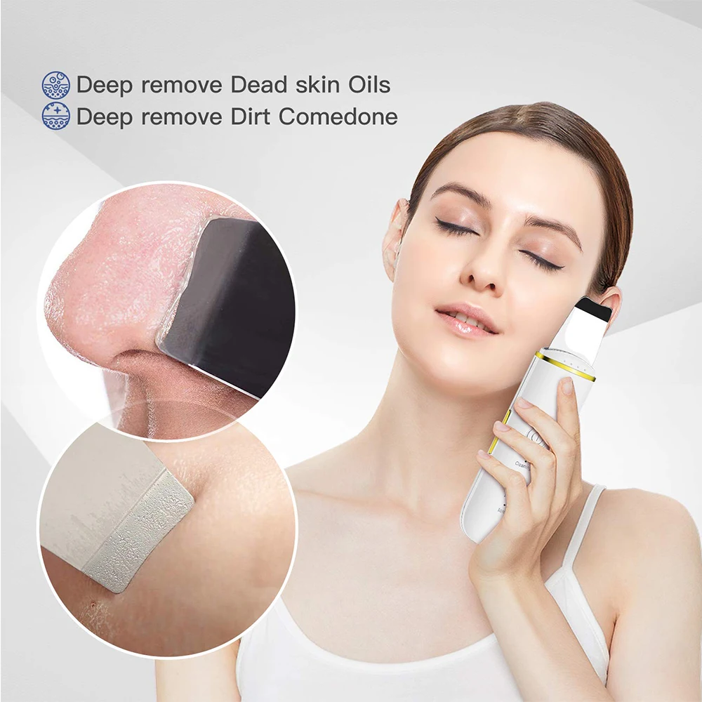 Beste Ultrasone Huid Scrubber Facial Cleaner Ion Acne Comedondrukker Peeling Schop Cleaner Facial Massager Gezicht Lift Machine
