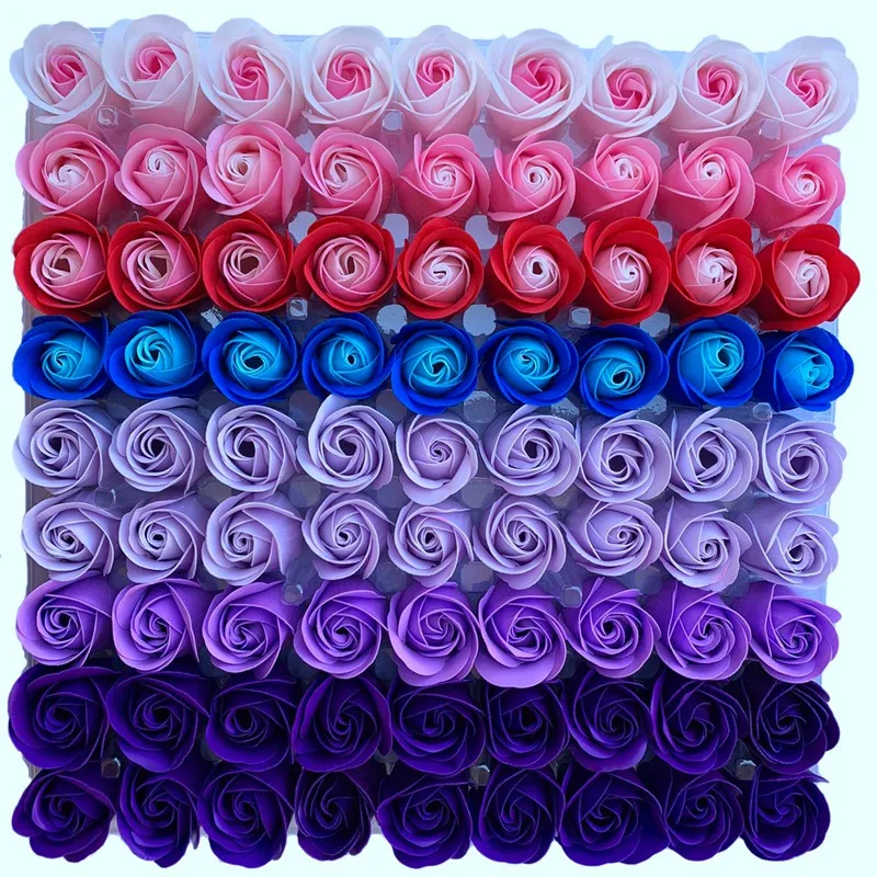 

81Pcs Color Mixing Rose Bath Body Flower Floral Soap Scented Rose Flower DIY Gifts for Valentine's Day Wedding Party