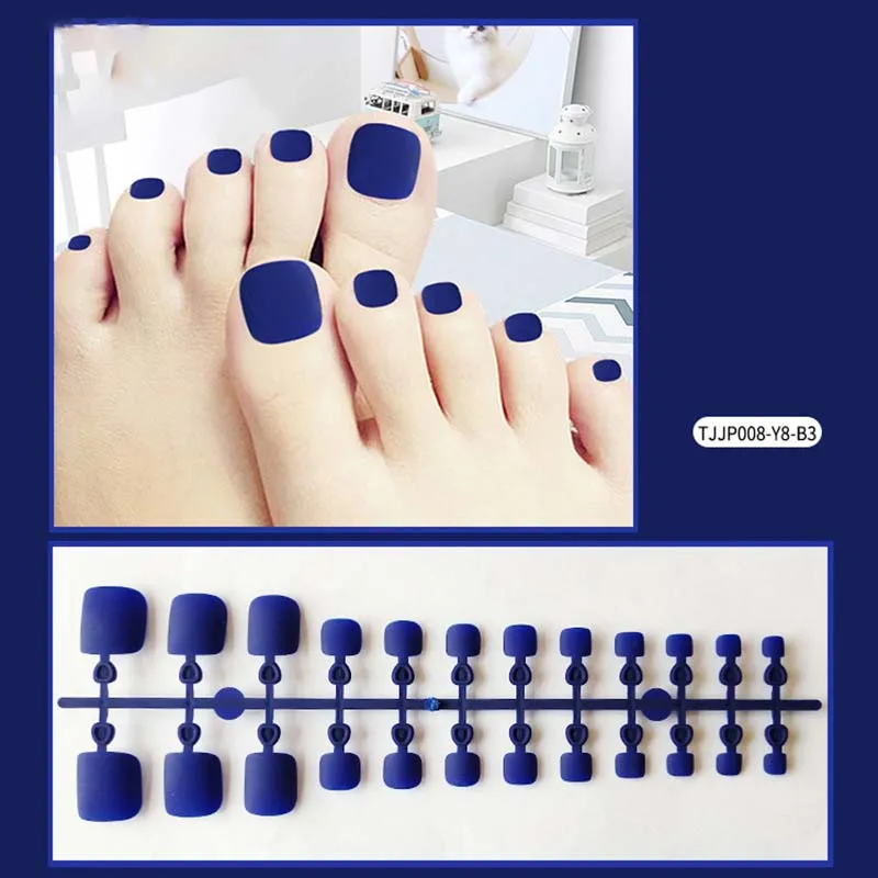 24 шт./компл. накладные ногти белые красные синие однотонные с прижимом на клеем