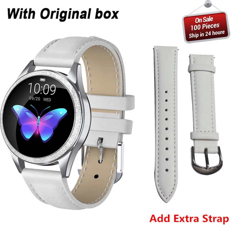 add extra strap KW20 женские Смарт-часы, модный прекрасный браслет, монитор сердечного ритма, мониторинг сна, умные часы для IOS Android PK H8 S3 KW10, ремешок - Цвет: add extra strap