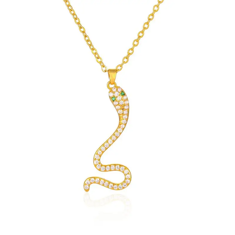 

Surflove Creative Snake-Shaped Gold-Plated Necklace Fashion Clavicle Chain Sweater Chain Neck Chain Party Banquet Event Jewelry