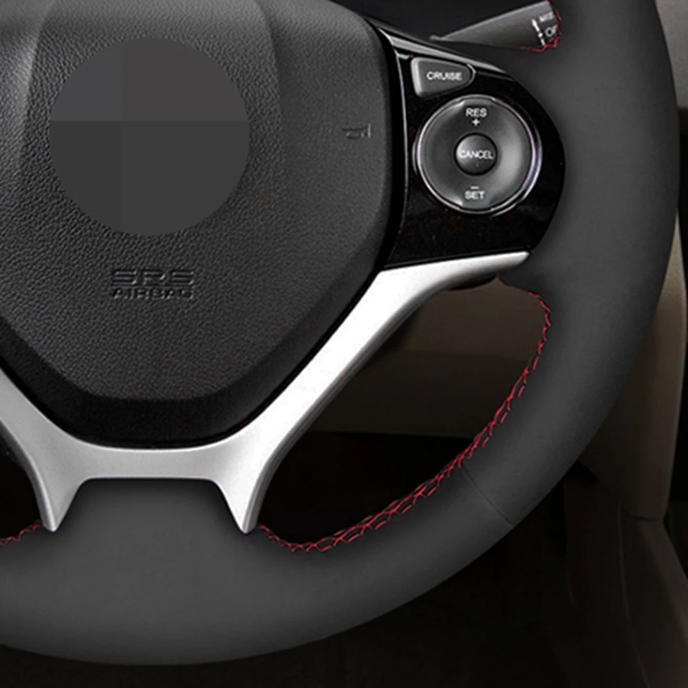 Сшитая вручную черная замша из натуральной кожи для Honda Civic 9 2012 2013 2014 - купить по