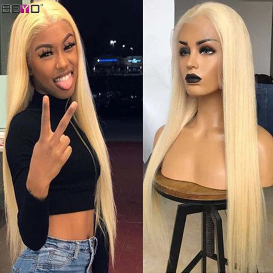 613 парик блонд на сетке спереди без клея бразильские прямые парики из