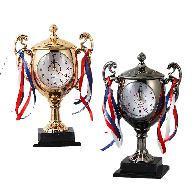 

Bedside Wake Up Digital Alarm Clock Creativity Trophy Desktop Ornaments Art Plastic Clocks Stand Decoration Home Figurine Gift B