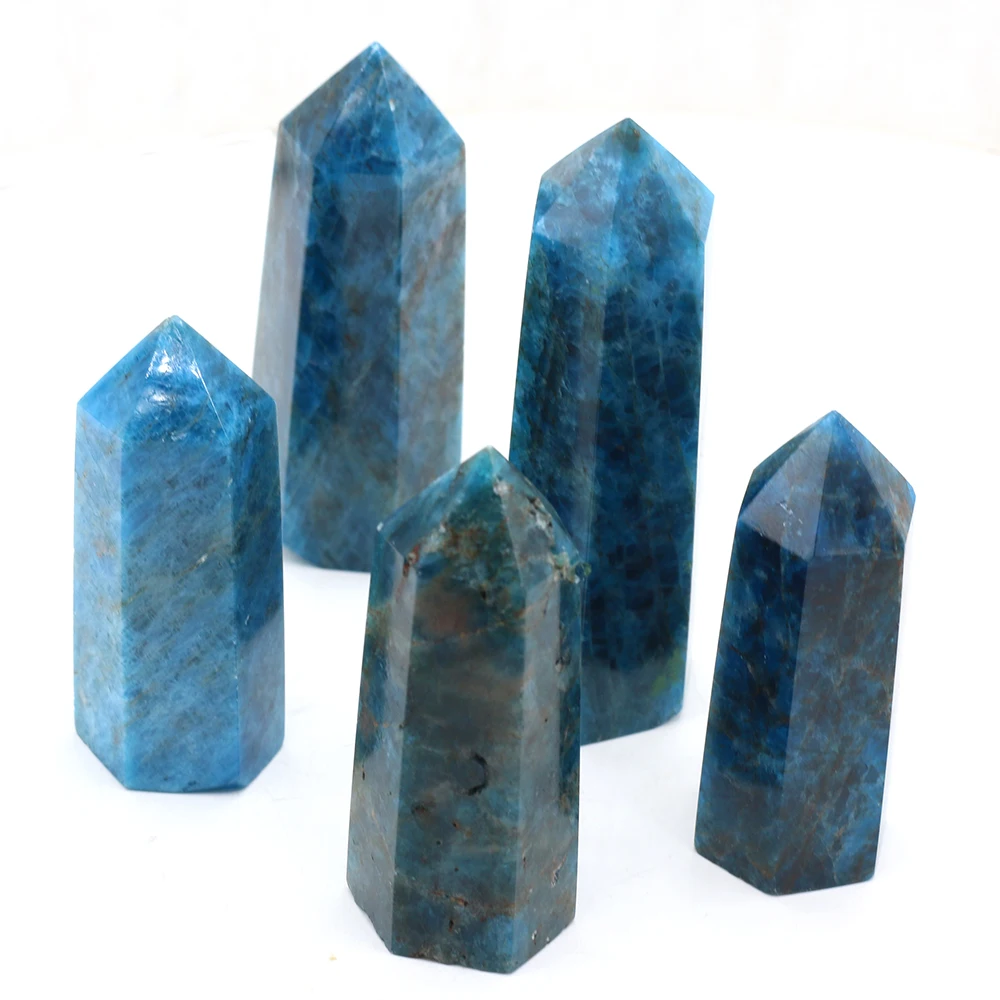 

Natural Crystal Stone Rough Apatite Crystal Tower Hexagonal Prism Shape Home Decoration Decoration Exquisite Gift Height 60-70mm
