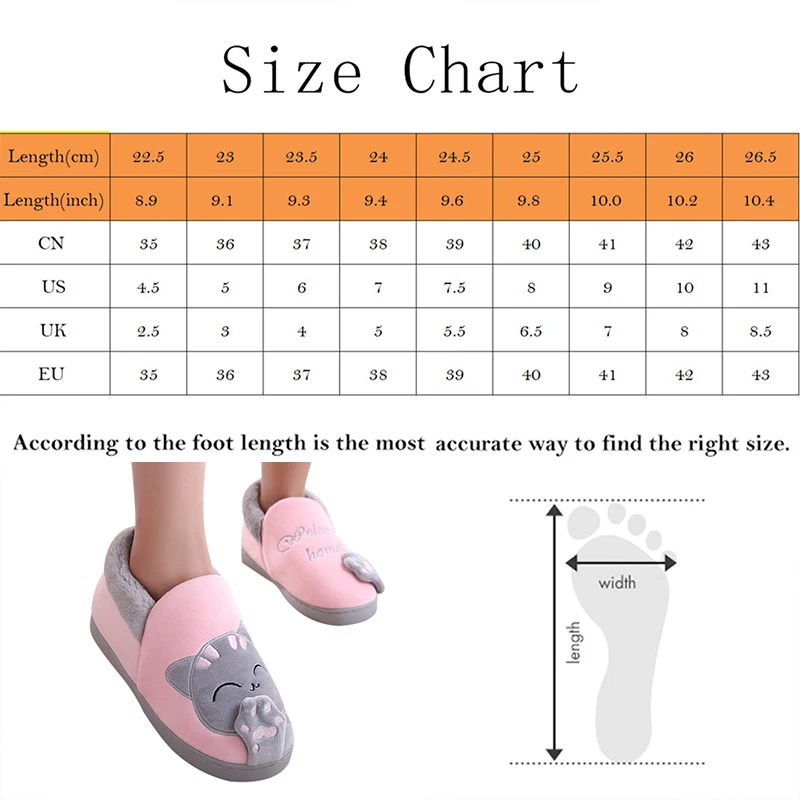

Couples Floor Slippers 2020 Women Winter Home Cartoon Cat Shoes Non-slip Soft Winter Warm House Slippers Indoor Bedroom Lovers