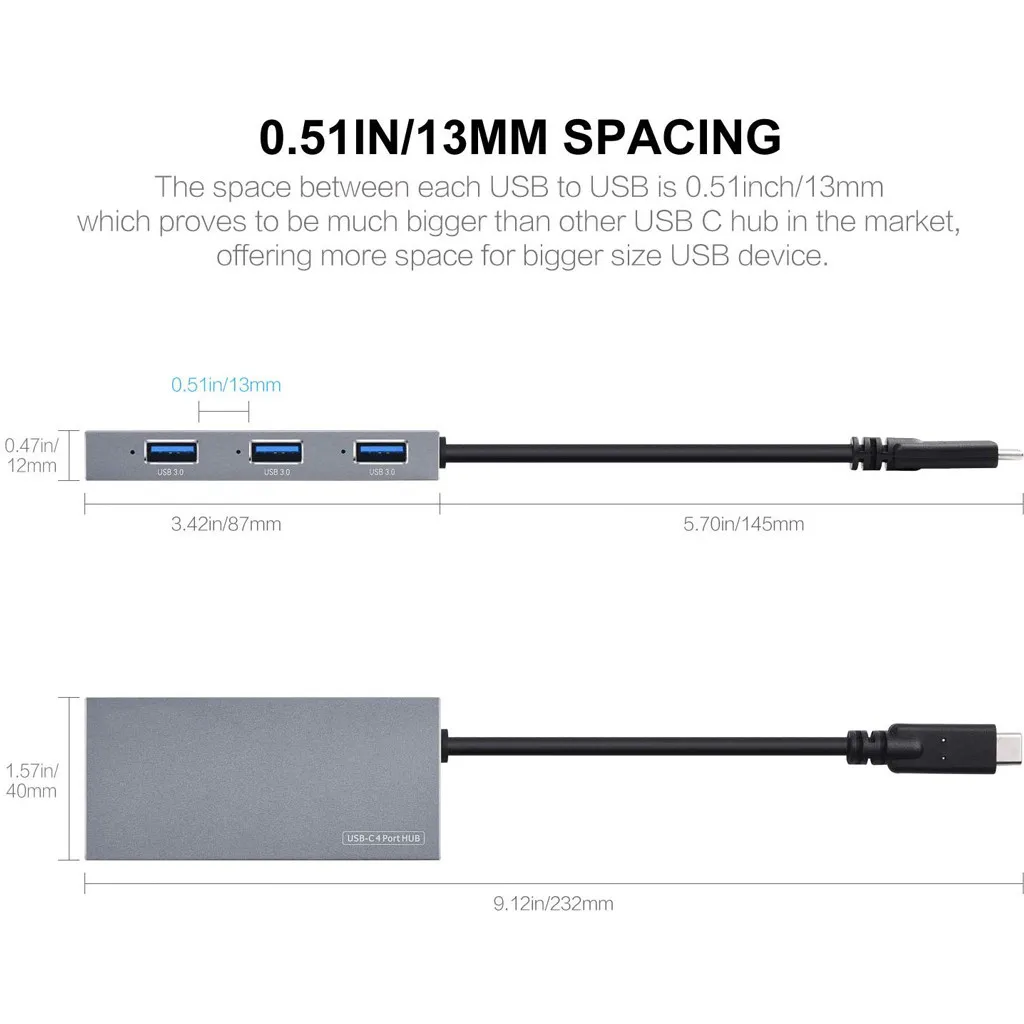 4 портовый USB C концентратор портативный Type адаптер с портами 3 0|USB-хабы| |