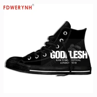 men casual sneakers shoes metal music rock band godflesh design your own online customized color lace up leisures platform shoes