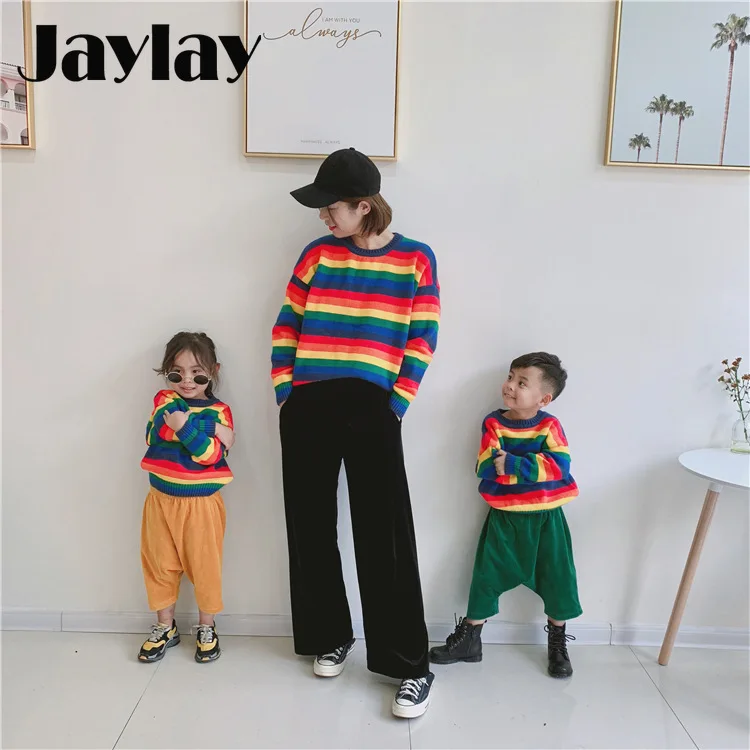 Мама Дети Осень и зима Радуга свитер кашемир трикотажный детский трикотаж для
