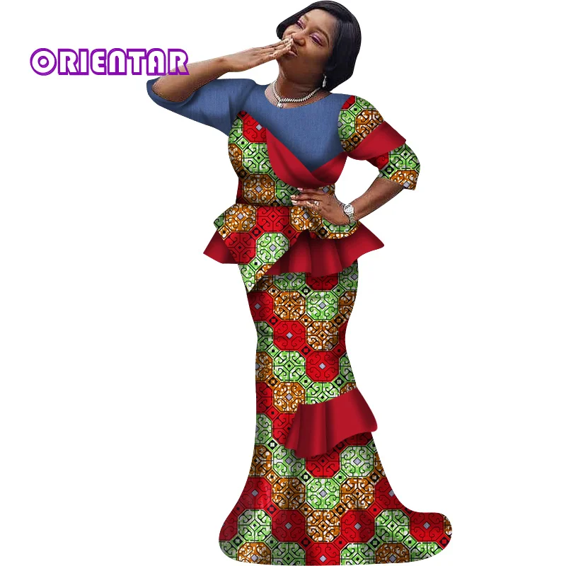 2020 African Suits Women African Clothes African Print Tops and Skirts Set Women Patchwork Traditional African Clothing WY6790