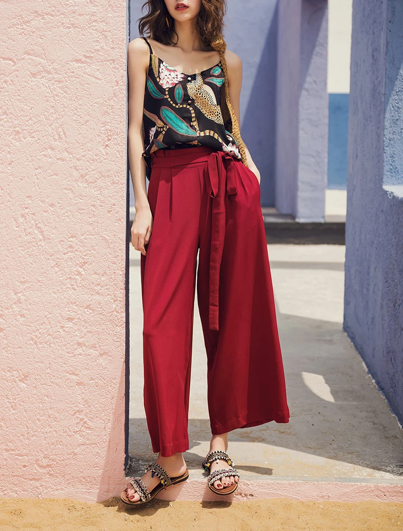 

2019 Spring and summer new style Inside v-neck sling Vintage seaside vest Vintage print bottoming vest