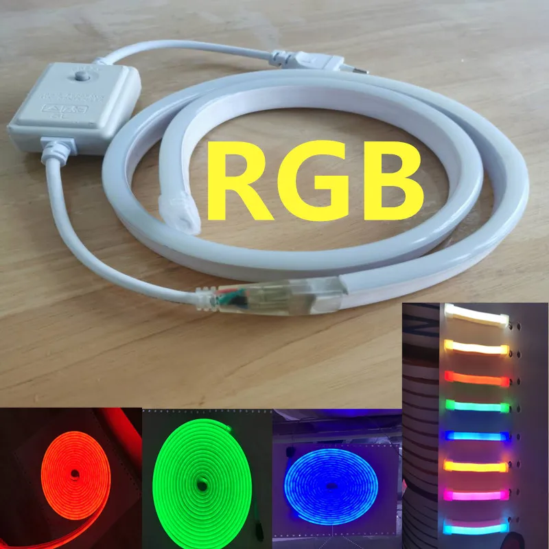 Светодиодная неоновая лента узкий гибкий светильник из мягкой веревки RGB 220 В