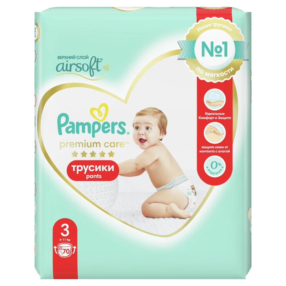 Pampers Premium Care Трусики Размер 3 70 Трусиков 6кг-11кг | Мать и ребенок