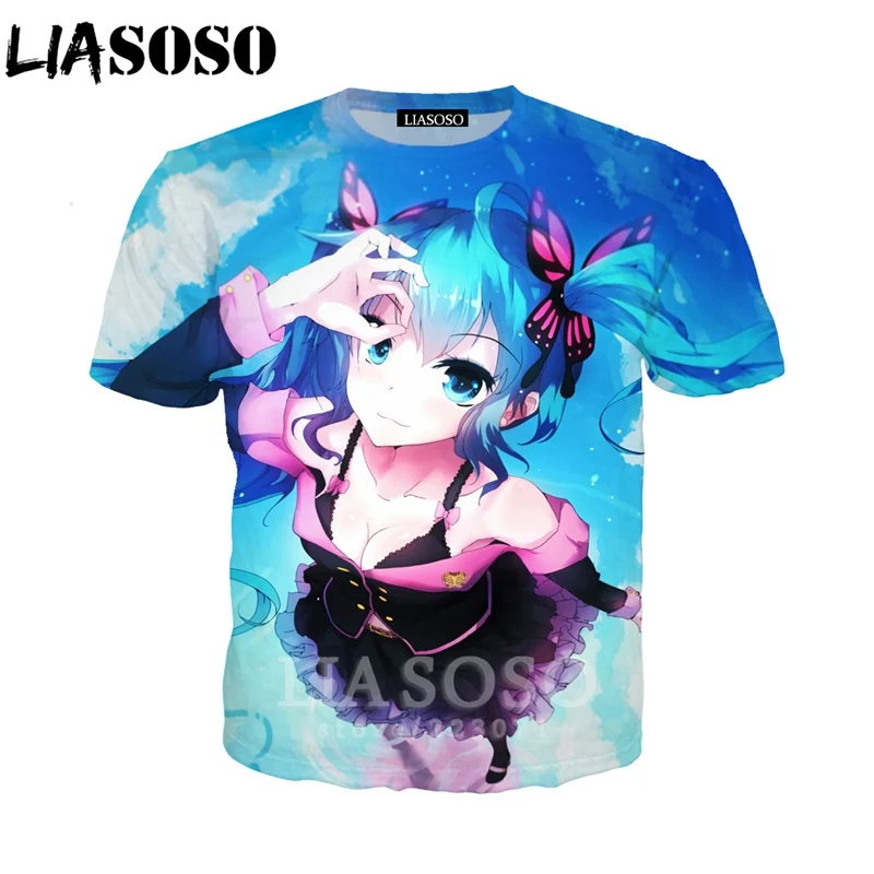 Футболка Hatsune Miku Мужская футболка LIASOSO Женская толстовка с аниме для девочек 3D