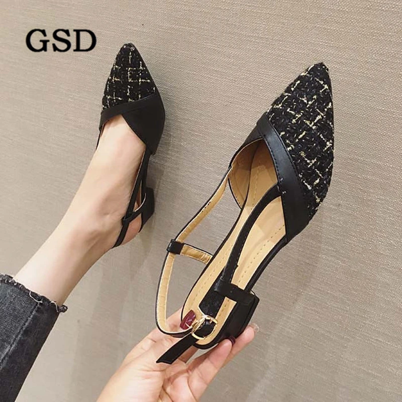 Туфли лодочки женские с ремешком на пятке заостренный носок низкий каблук