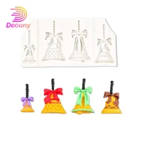 deouny 3d christmas bells fondant silicone mold festive cake diy decoration tool epoxy clay baking mould kitchen accessories new