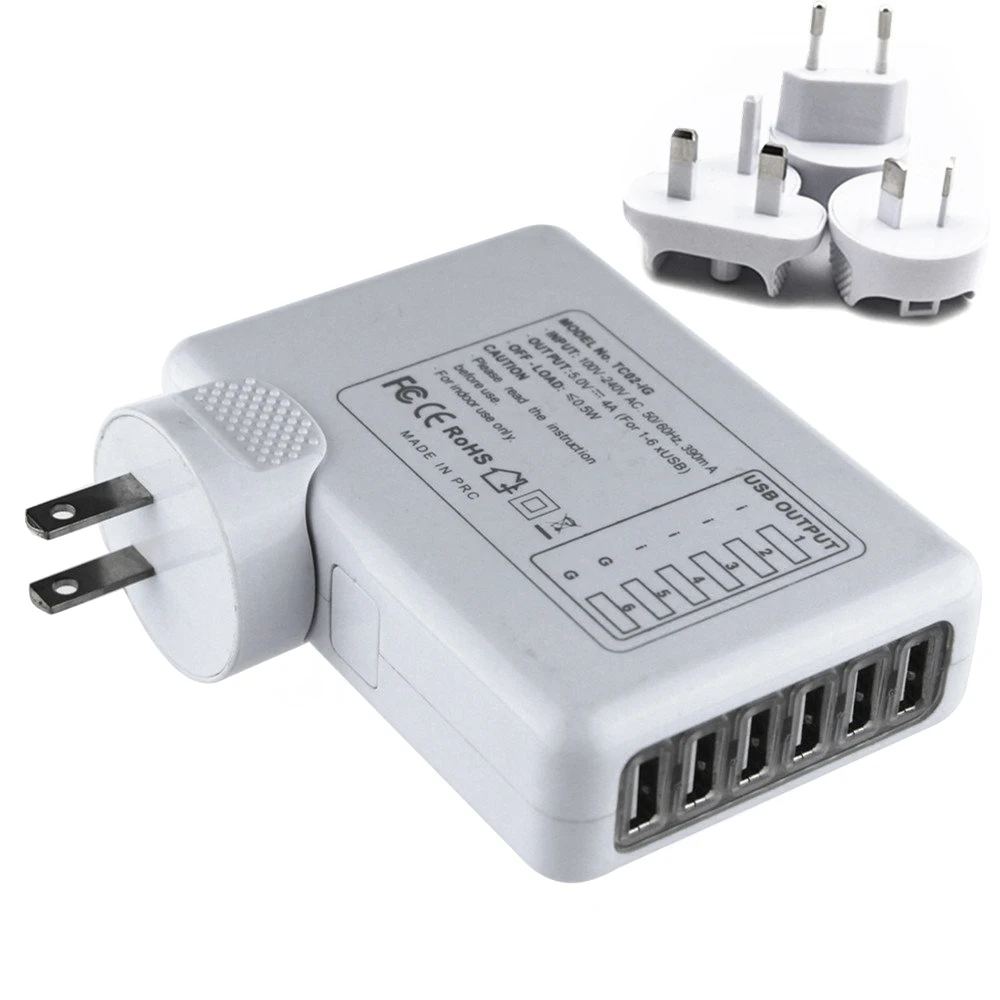 6 портов USB мульти зарядное устройство для xiaomi iPhone samsung Путешествия стены Универсальный мощность быстрое зарядное устройство адаптер питания UK/EU/US/AU Plug