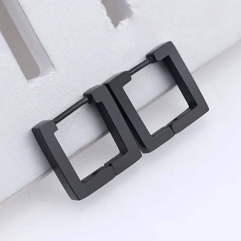 

Various Styles Small Triangle Square Star Heart Stainless Steel Studs Earrings for Women Men Punk Black Geometric Huggie Earring
