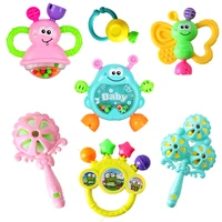 7pcsset colorful baby rattle teether toys teething molar kids educational toy 0 24 month toddler appease hand bell sensory toys