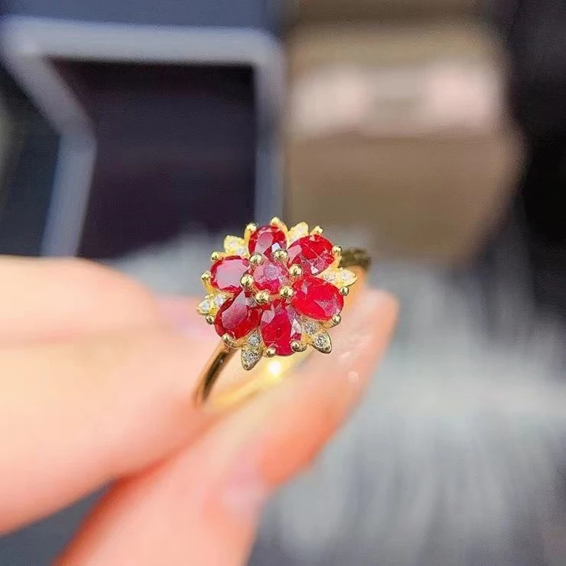 

MeiBaPJ, новинка, модное кольцо с драгоценным камнем в виде рубина для женщин, Настоящее серебро 925 пробы, изящные свадебные украшения