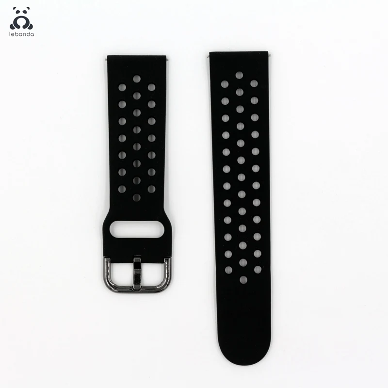 Black Lebanda спортивный ремешок для смарт-часов Galaxy Watch Active/42/46 мм, ремешок для HUAWEI GT силиконовый ремешок из мягкой дышащей ткани замена 20 мм/22 мм - Цвет ремешка: Black