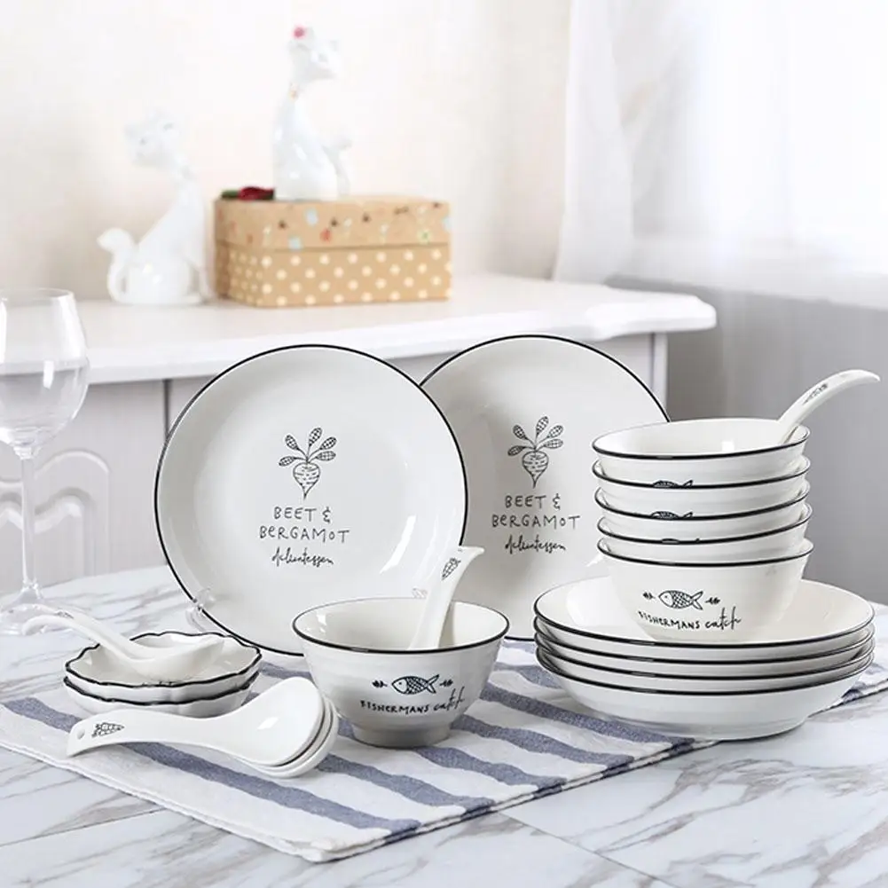 Adeeing 20 шт. керамический кухонный набор посуды семейный фарфоровый костюм в мисках