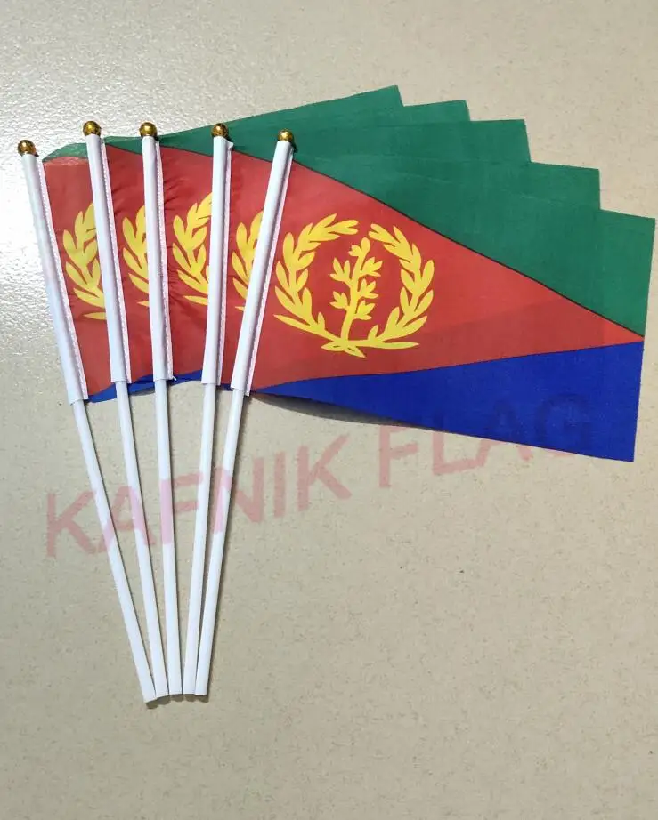 Кафник, 5 шт. Montenegro/Lebanon/somalia/Nepal/Bangladesh Оставьте сообщение любой страны Национальный флаг 14*21 см ручной флаг с полюсом - Цвет: eritrea