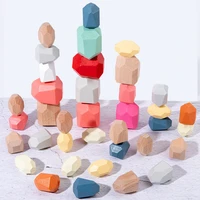 baby wooden stones montessori toy creative nordic style stacking rainbow game jenga set balancing building blocks wood toy gift