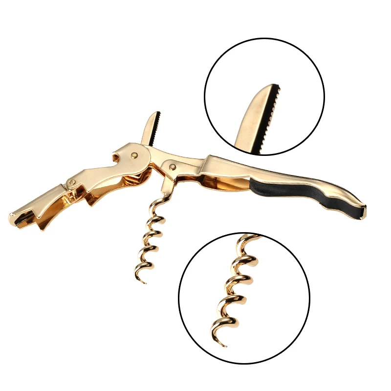 Мульти Применение открывалка для бутылок с золотым покрытием штопор двойной