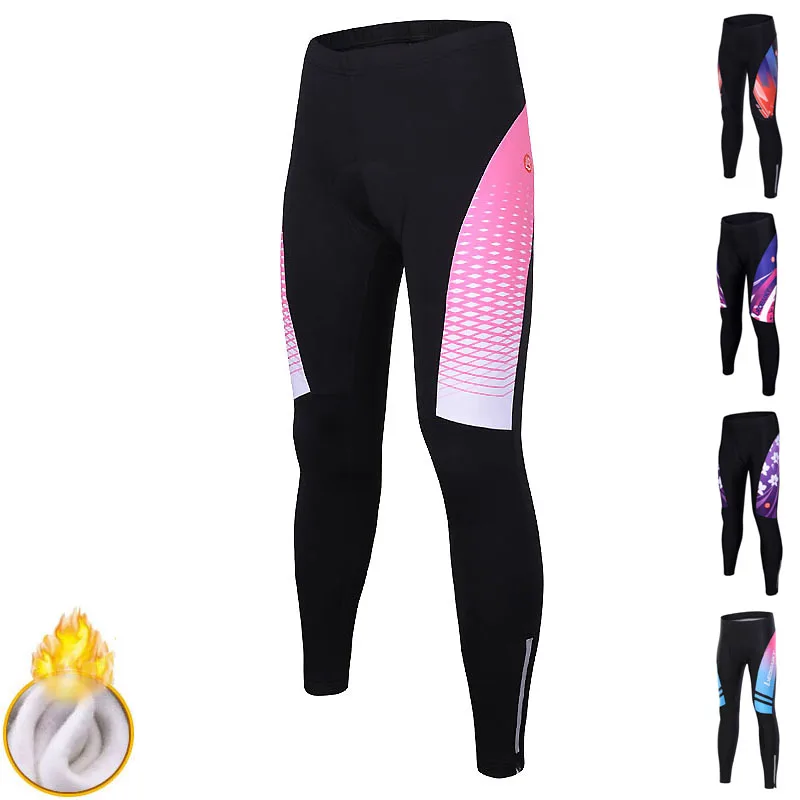 Зимние теплые флисовые велосипедные брюки женские длинные шорты фитнес трико с