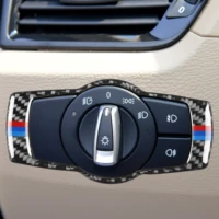genuine carbon fiber car headlight switch button frame decoration cover trim styling sticker for bmw e84 x12011 2015