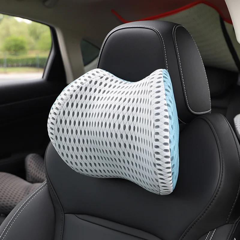 

Car Headrest Neck Pillow for Seat Chair in Auto Memory Foam Cotton Mesh Cushion Fabric Cover Soft Head Rest Travel Support
