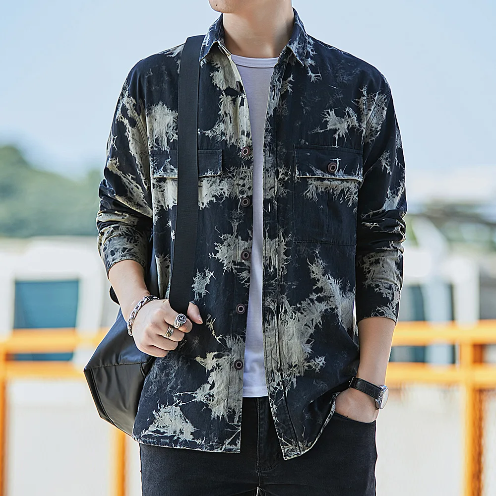

Dongyu 2021 spring summer men's fashion clothes printing fashion casual shirt men's loose shirt