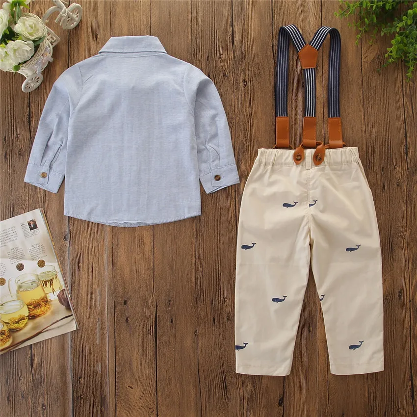 CYSINCOS комплекты одежды для детей осенняя синяя рубашка маленьких мальчиков