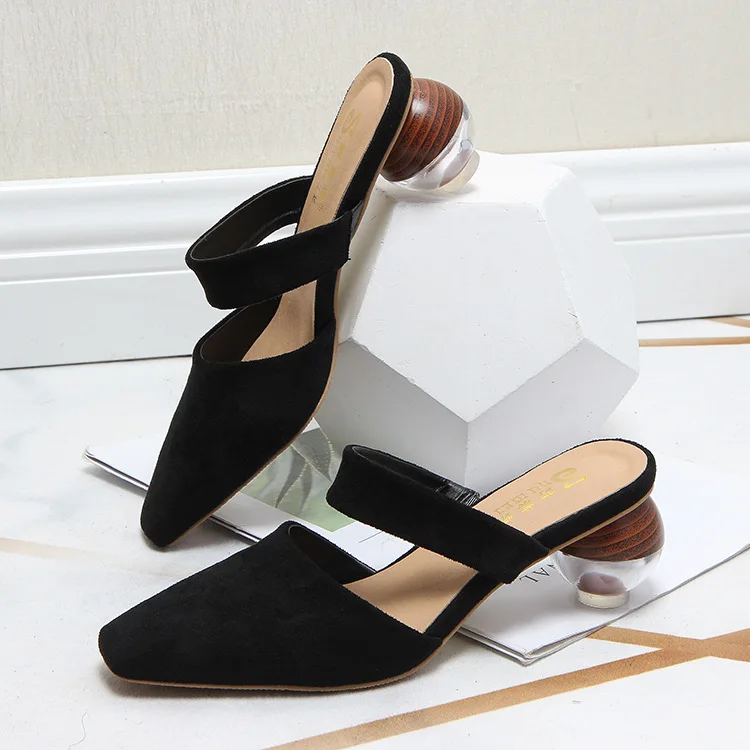 

Shoes Woman's Slippers Glitter Slides Fashion Med Cover Toe Female Mule 2021 Jelly Luxury Mules Rubber Fabric Rome PU Strange St