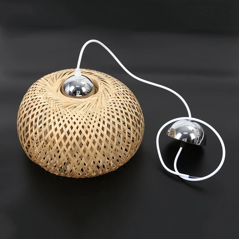 Vintage Woven Pendant Lamp Natural Bamboo Rattan Chandelier Handmade Garden Hanging Lampshade E27 Adjustable Height | Освещение