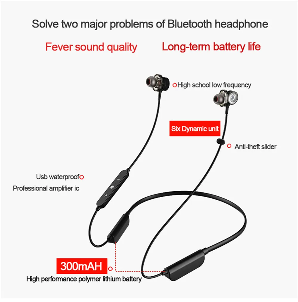 I6 Bluetooth наушники, беспроводные наушники, 6 дисков, динамические гибридные наушники с глубоким басом для телефона Redmi huawei Xiaomi с микрофоном 5,0