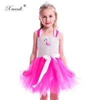 children clothing girls tutu dress flamingo pattern flower christmas dress ball gown vestido kids dresses for girls