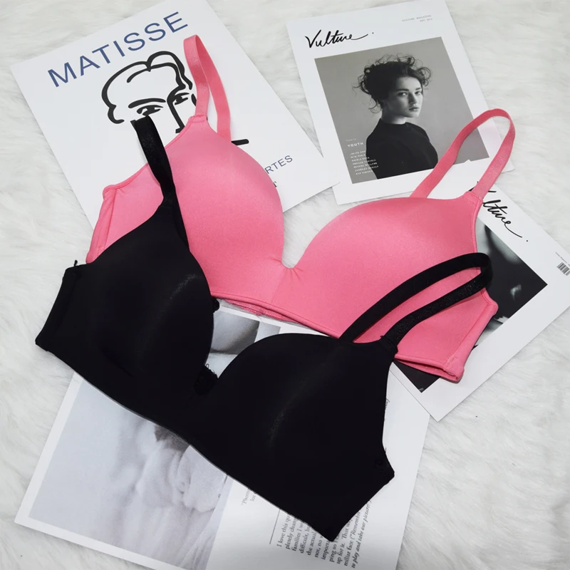 pinkblack Женские бюстгальтеры без косточек Brassiere, сексуальные, бесшовные, с глубоким вырезом и удобной посадкой - Цвет: pinkblack