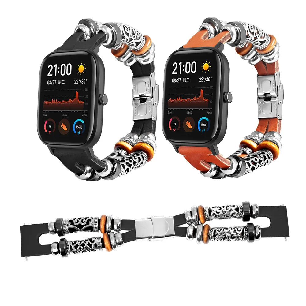 Модный кожаный ремешок для часов в стиле ретро Xiaomi Huami Amazfit Bip GTS BIT Lite Youth сменный из