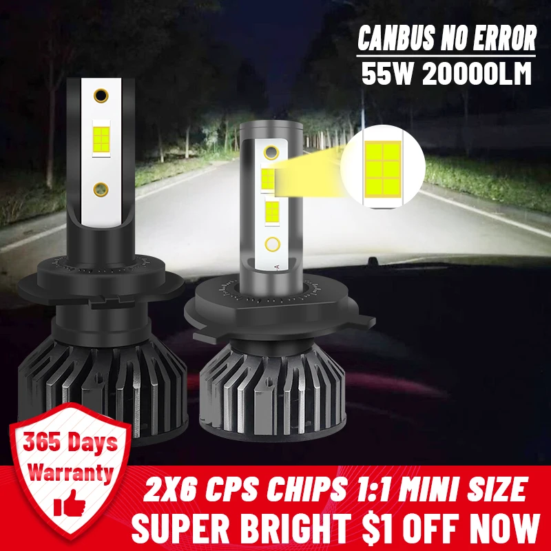 Светодиодные лампы для фар Carshark H4 9005 лм Canbus H1 H11 H7 автомобильные фары Ice 24 В 9006 Hb3 4300
