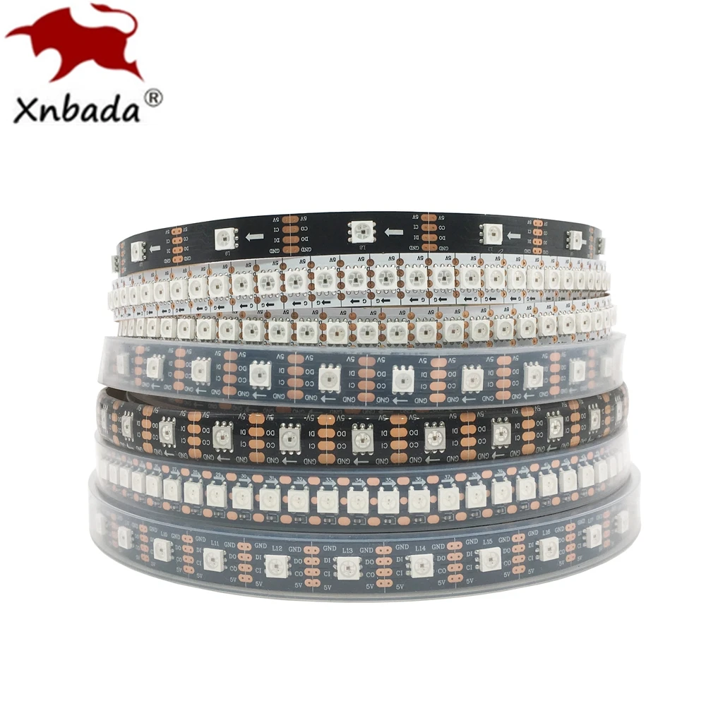 Смарт-Пиксельная Светодиодная лента APA102 SK9822, 30/60/72/96/144 светодиодов/пикселей/м, RGB, данные и часы, отдельно DC5V IP30/IP65/IP67