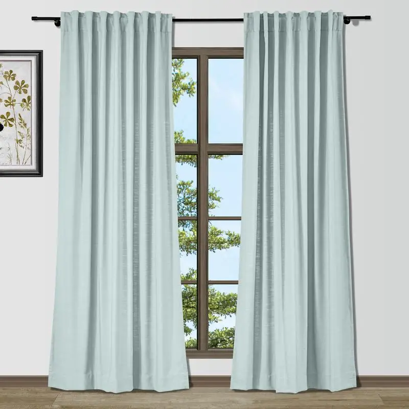 

Drapifytex Isabella Back Tab Solid Cotton Linen Drape for Living Room Luxury Custom Made Curtains Drape Panel Blackout (1 Panel)