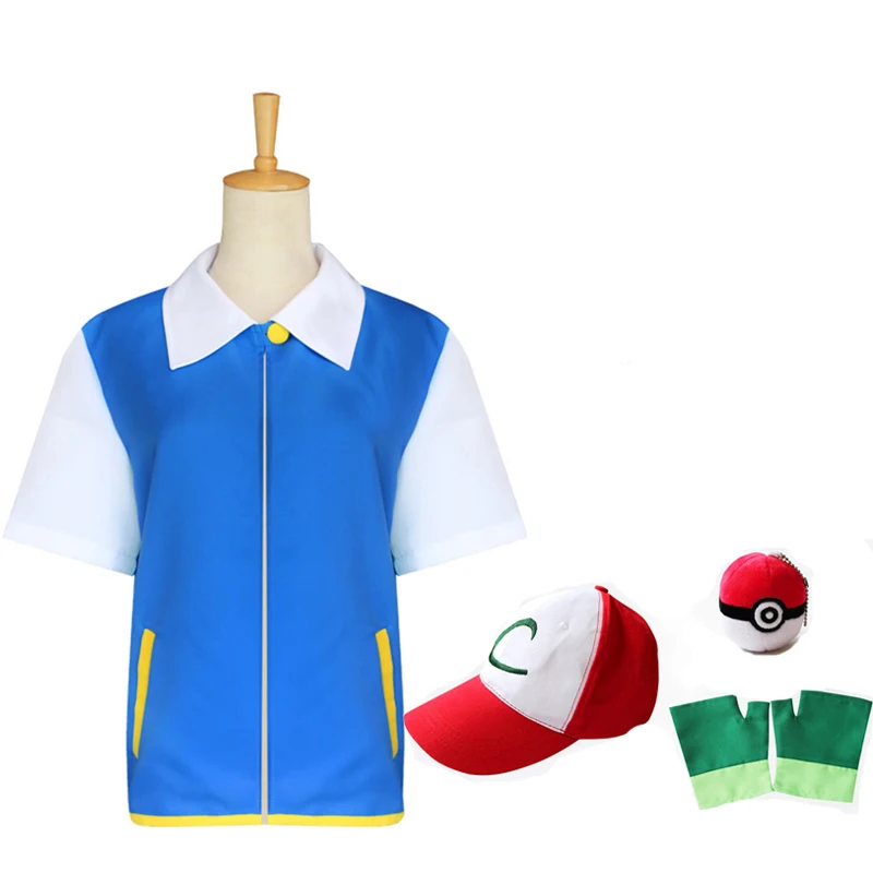 Костюм для косплея Покемон синяя куртка перчатки кепка мальчиков и девочек