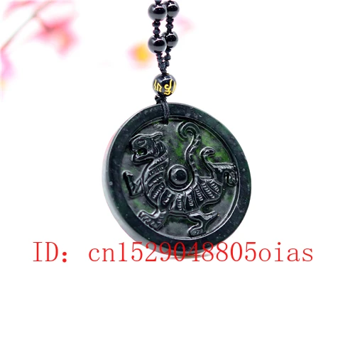 Натуральный черный зеленый китайский Нефритовый дракон ожерелье C подвеской в