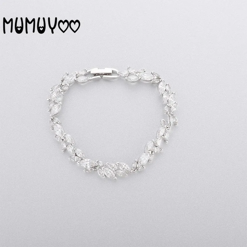 

2020 Fashion Jewelry High Quality SWA, Romantic Louison Horse Eye Bracelet White Gold Leaf Leaf Crystal Bracelet Women
